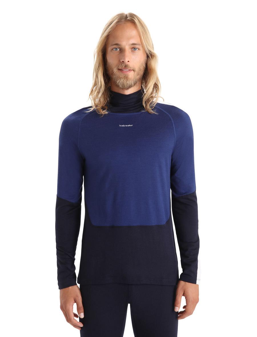 Icebreaker Merino 200 Sonebula Long Sleeve High Neck Thermal Top Miesten Base Layers Laivastonsininen Kuninkaallinen Sininen Laivastonsininen | FI 1346CTVE